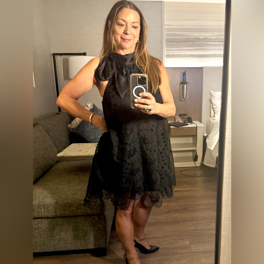 Maeve Black Lace Halter with Bow Mini Dress Only Worn Twice.